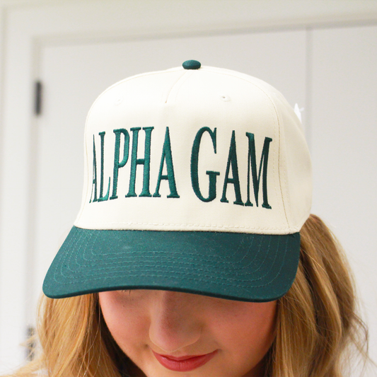 Alpha Gamma Delta | Green/Natural Baseball Hat